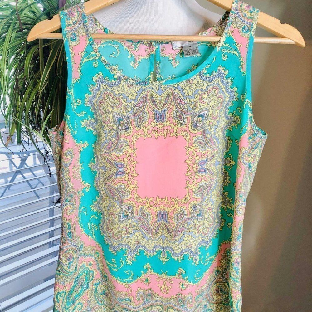 WDNY Colorful Pastel Geometric Pattern Shirt Hippie Boho‎